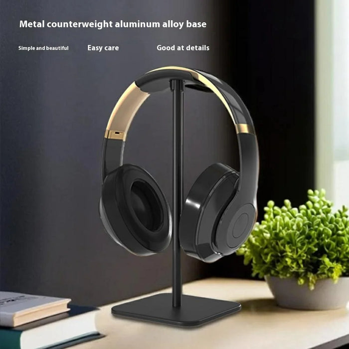 JD079 Headphone Desktop Stand Aluminum Alloy + Silicone Gaming Headset Holder Rack - Black - 3