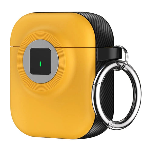 For Apple AirPods with Wireless Charging Case (2019)  /  AirPods with Charging Case (2019)  /  (2016) Case PC+TPU Cover with Carabiner - Yellow - 1