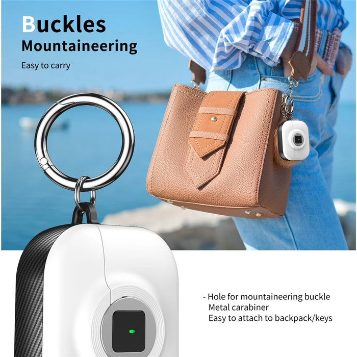 For Apple AirPods Pro 2 Case PC+TPU Flip Earphone Cover with Carabiner and Switch Lock - White - 5