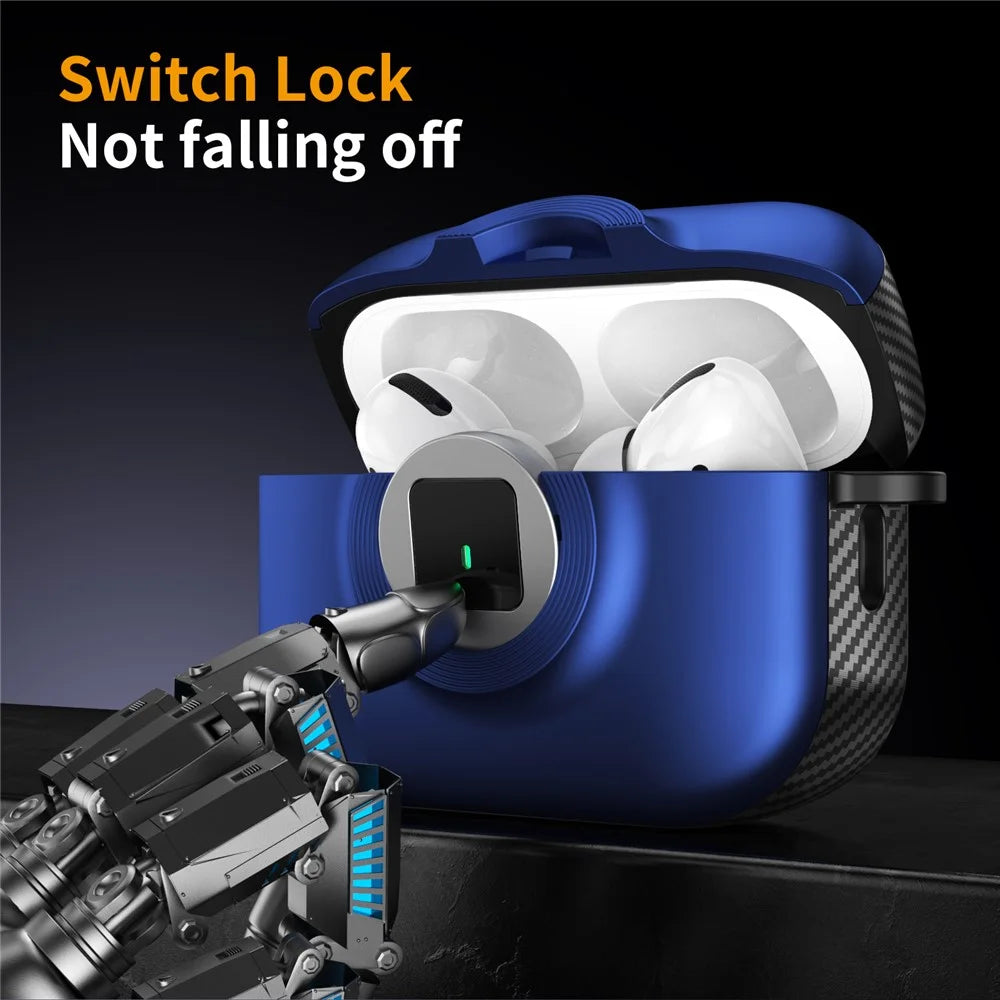 For Apple AirPods 4 Case PC+TPU Flip Earphone Cover with Carabiner and Switch Lock - Yellow - 6