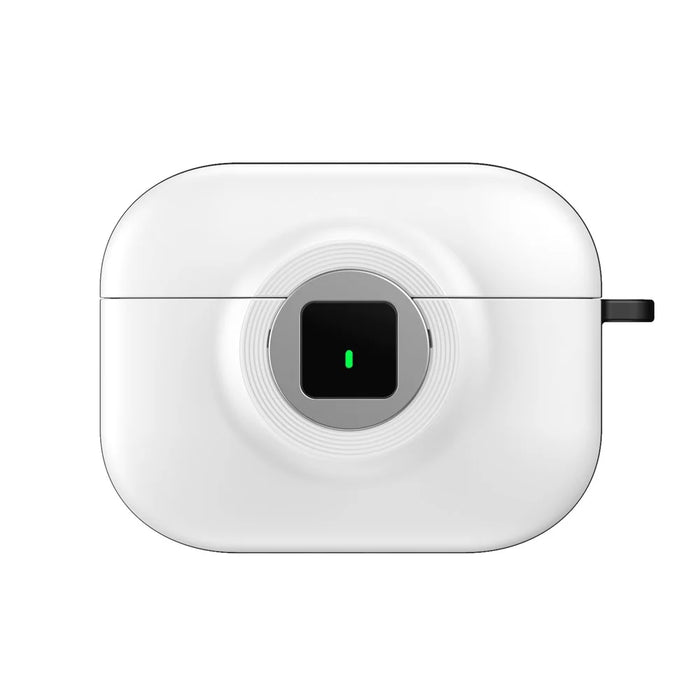 For Apple AirPods Pro Case PC+TPU Flip Earphone Cover with Carabiner and Switch Lock - White - 2