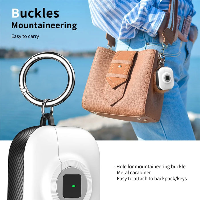 For Apple AirPods Pro Case PC+TPU Flip Earphone Cover with Carabiner and Switch Lock - White - 6