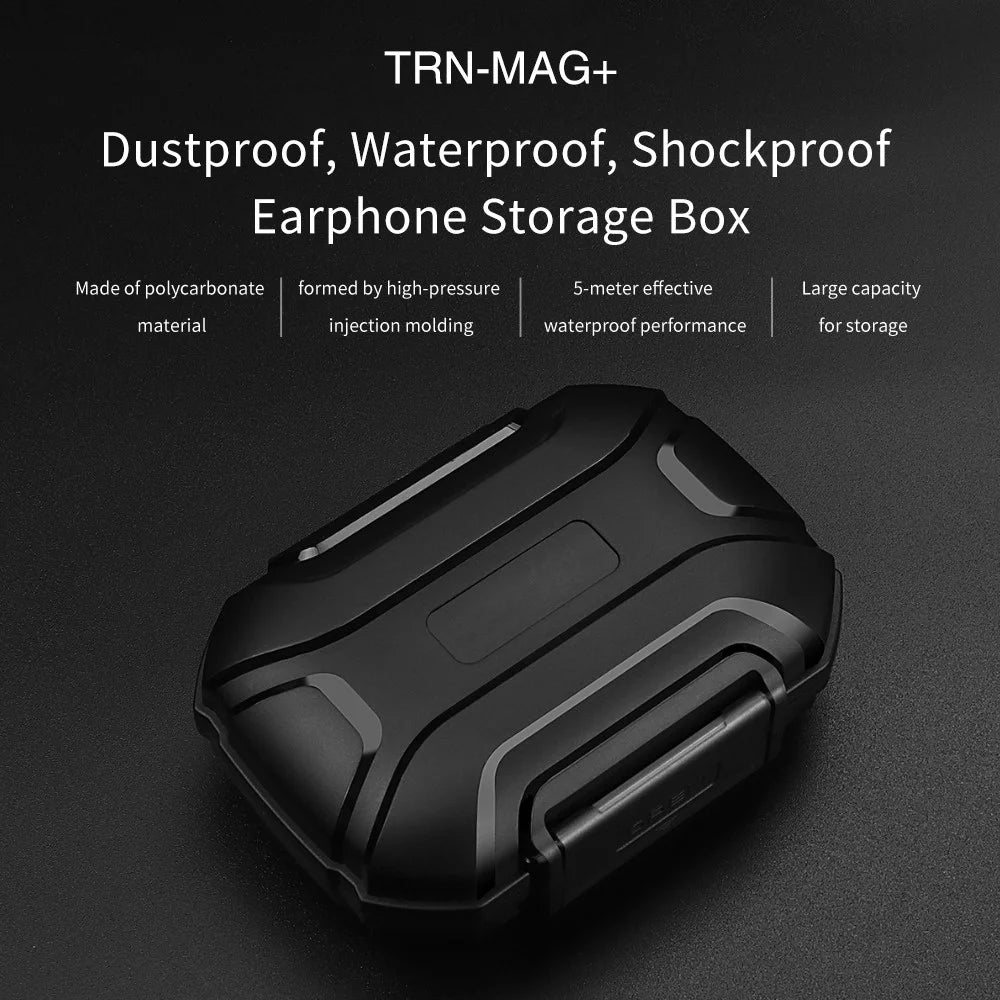 TRN MAG+ Earphone Storage Box Anti-fall Headset Accessories Sealed Waterproof Storage Case - Matte Black - 5