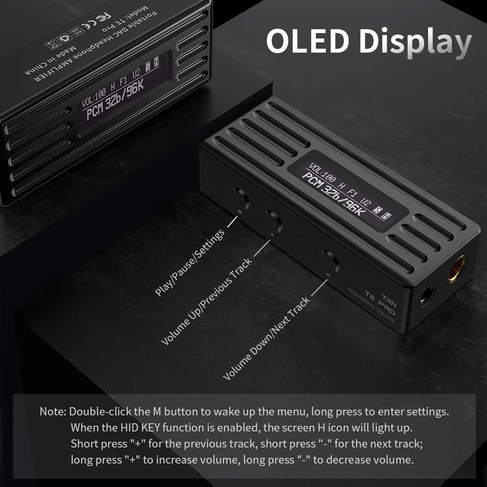 TRN TE Pro Portable Headphone Decoding Amplifier OLED Screen Lossless HiFi DAC Amplifier - 4