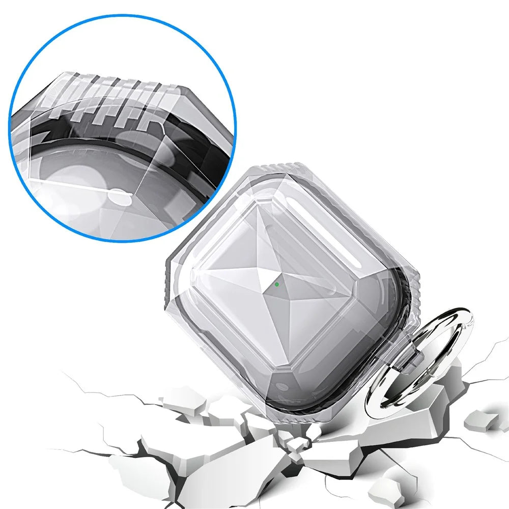 For AirPods 4 Charging Case Cover Contrast Color Bluetooth-compatible Earbuds TPU Case with Buckle - Transparent Black - 2
