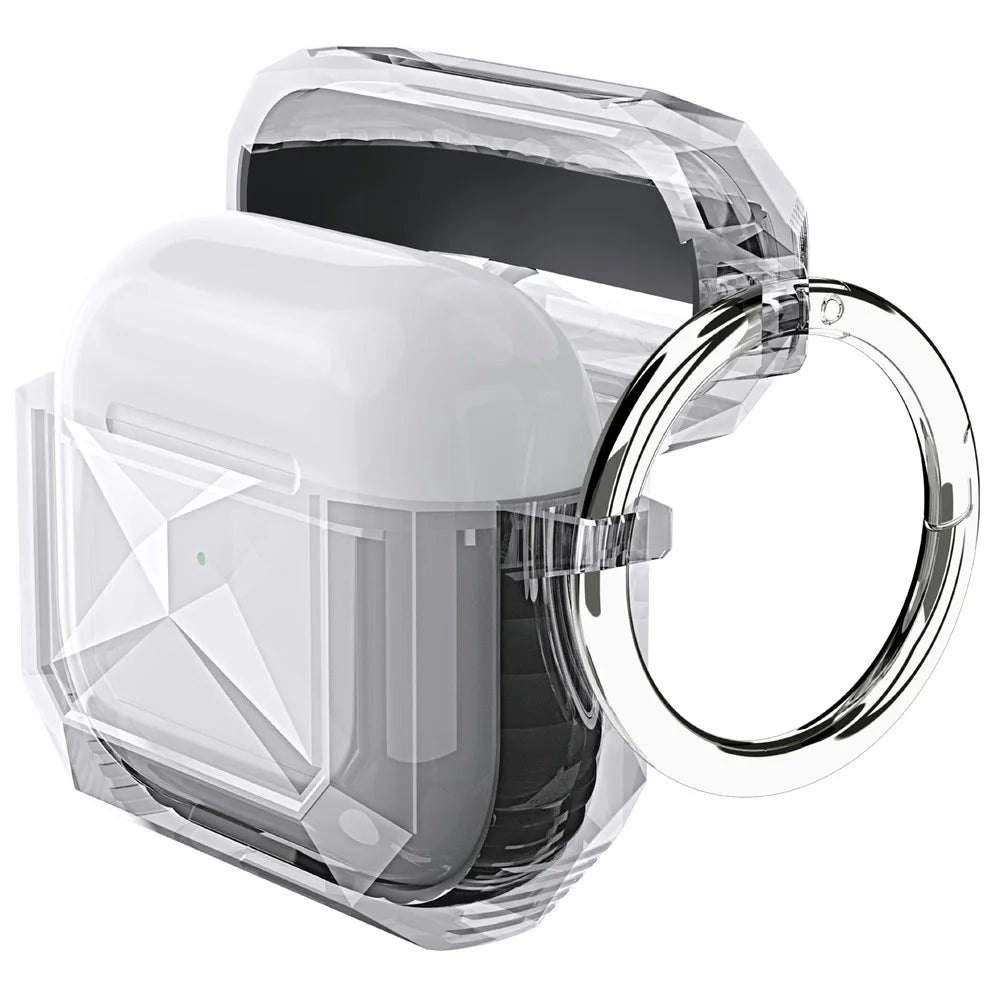 For AirPods 4 Charging Case Cover Contrast Color Bluetooth-compatible Earbuds TPU Case with Buckle - Transparent Black - 5