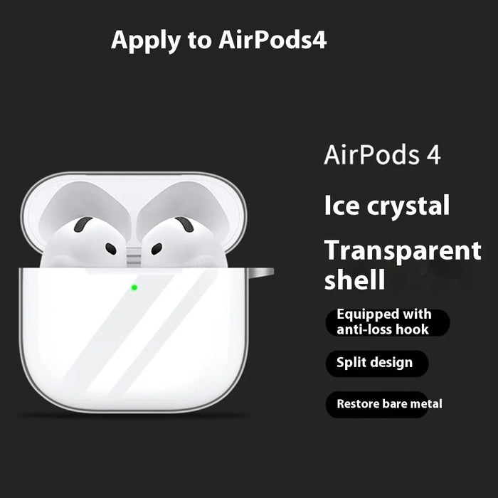 For AirPods 4 Case Bluetooth-compatible Earphone Silicone Case Clear Earbud Protective Cover with Lanyard - 3