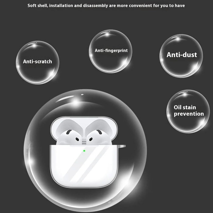 For AirPods 4 Case Bluetooth-compatible Earphone Silicone Case Clear Earbud Protective Cover with Lanyard - 6