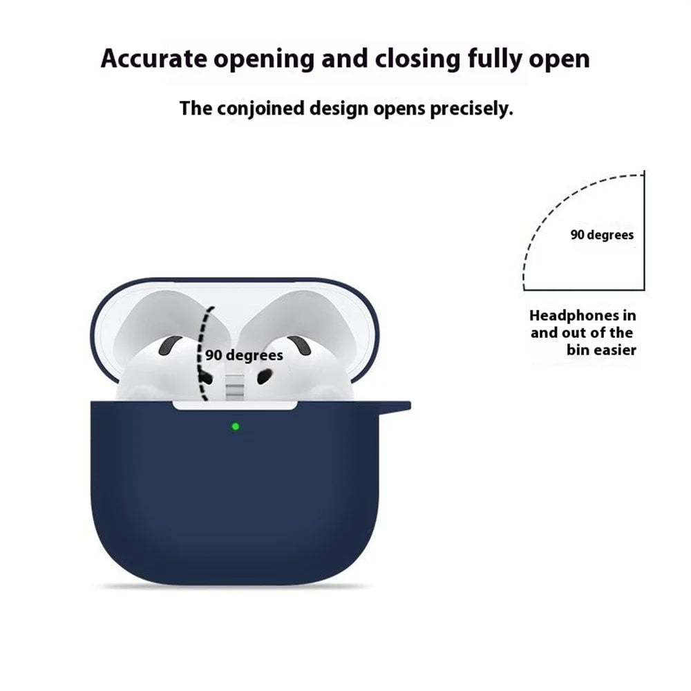 For AirPods 4 Case Bluetooth-compatible Earphone Silicone Case Earbud Protective Cover with Lanyard - Black - 5