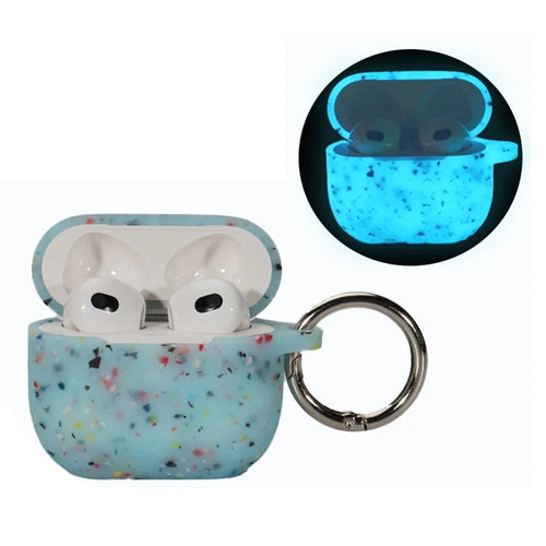 For AirPods 4 Case Bluetooth-compatible Earphone Degradable TPU Case Luminous Earbud Protective Cover with Buckle - Blue - 1
