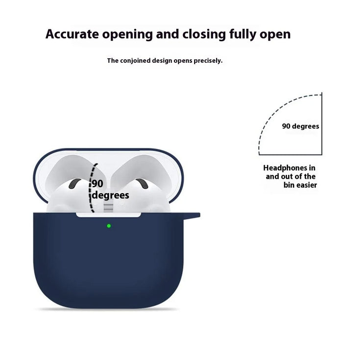 For Apple AirPods 4 Silicone Case Bluetooth-compatible Earphones Protective Sleeve with Hook - Black - 4
