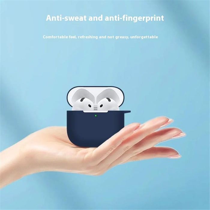 For Apple AirPods 4 Silicone Case Bluetooth-compatible Earphones Protective Sleeve with Hook - Black - 5