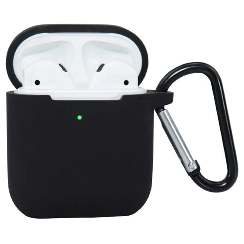 For Apple AirPods 4 Silicone Case Bluetooth-compatible Earphones Protective Sleeve with Hook - Black - 1