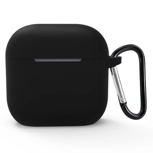 For Apple AirPods 4 Silicone Case Bluetooth-compatible Earphones Integrate Protective Sleeve with Hook - Black - 1