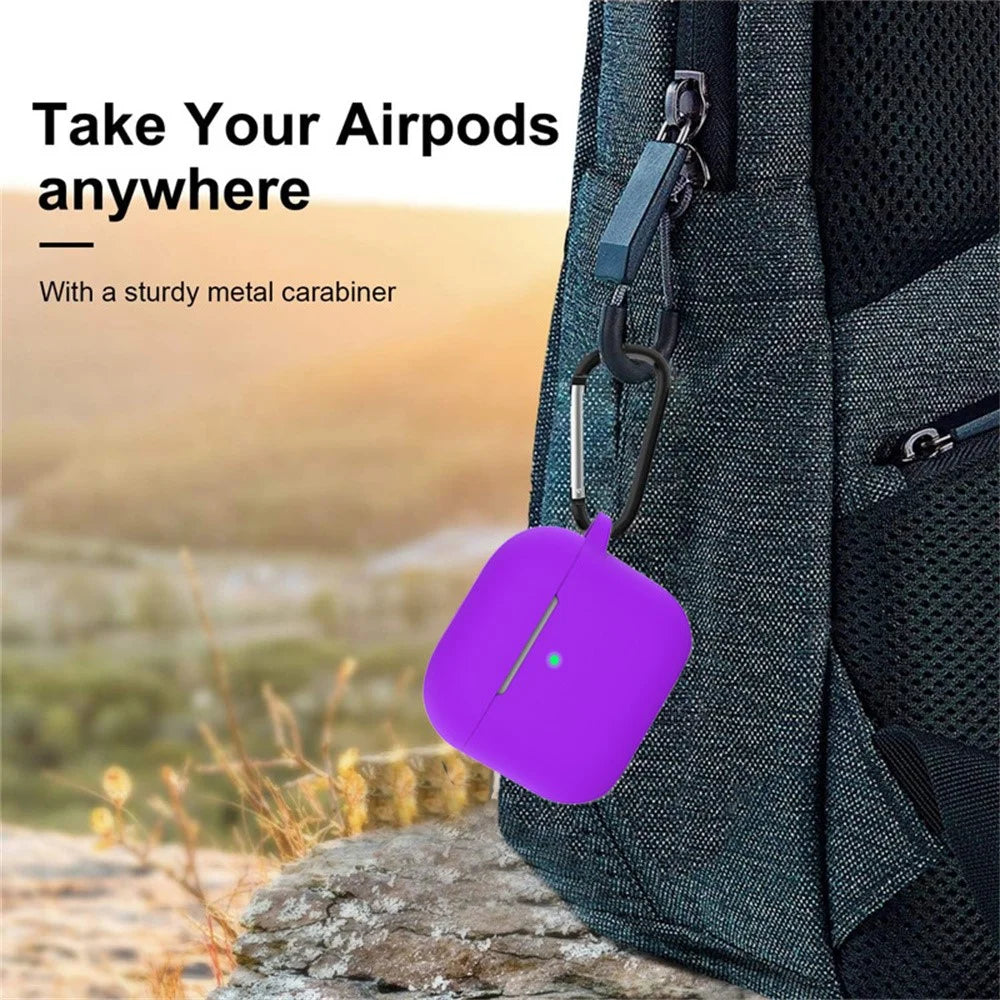 For Apple AirPods 4 Silicone Case Bluetooth-compatible Earphones Integrate Protective Sleeve with Hook - Black - 2