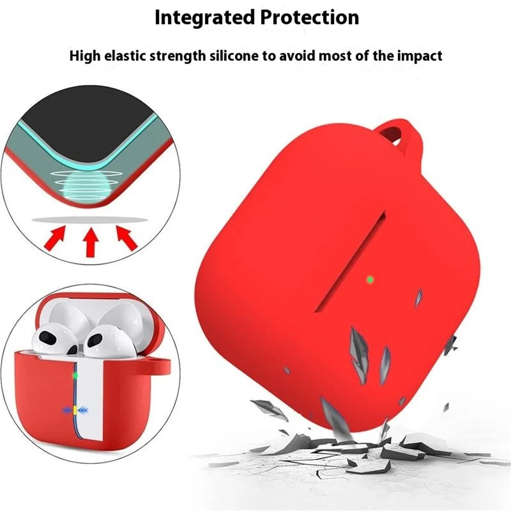 For Apple AirPods 4 Silicone Case Bluetooth-compatible Earphones Integrate Protective Sleeve with Hook - Black - 5