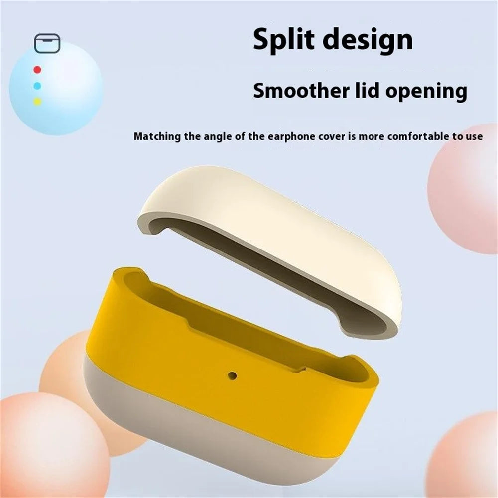 For AirPods Pro 2 Silicone Case Contrast Color Bluetooth-compatible Earphone Cover - Apricot+Blue+Milk Tea - 5