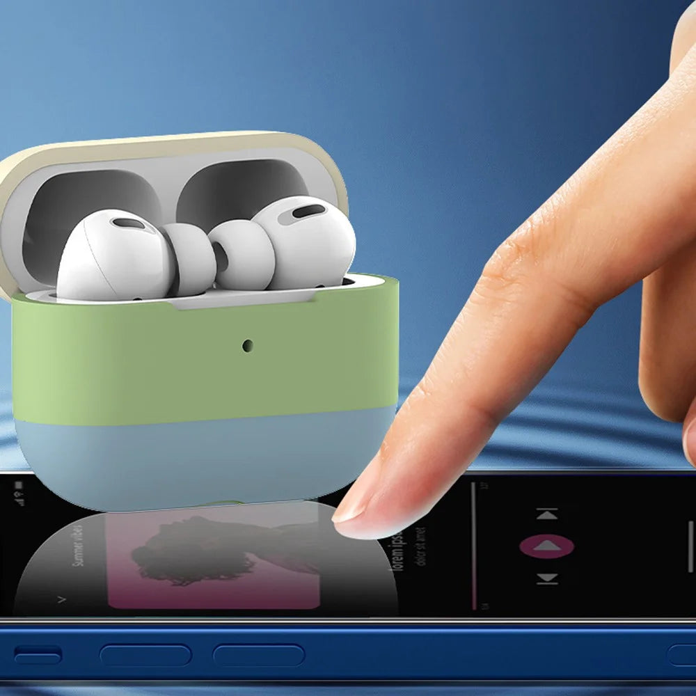 For AirPods Pro 2 Silicone Case Contrast Color Bluetooth-compatible Earphone Cover - Apricot+Blue+Milk Tea - 6