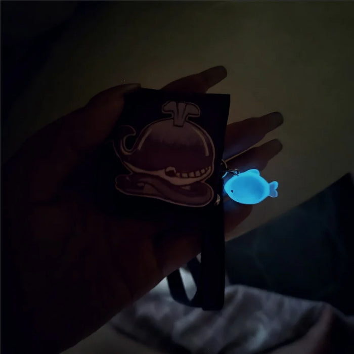 For AirPods 4 / 3 / Pro 2 / Pro Case Cartoon Denim Earbud Storage Bag with Luminous Pendant - Whale - 3