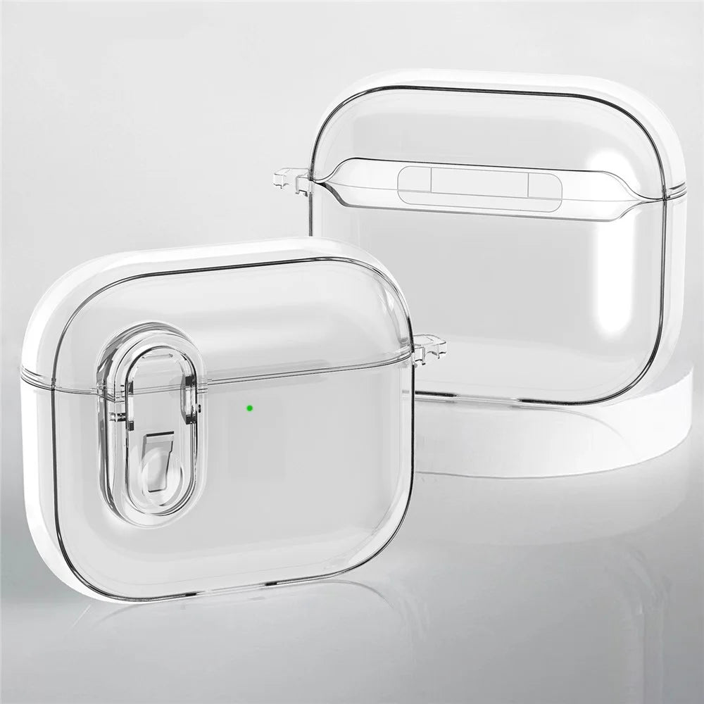 For Apple AirPods 4 Earphone Protective Case Snap Switch Ice Crystal Clear TPU+PC Cover - Transparent - 1