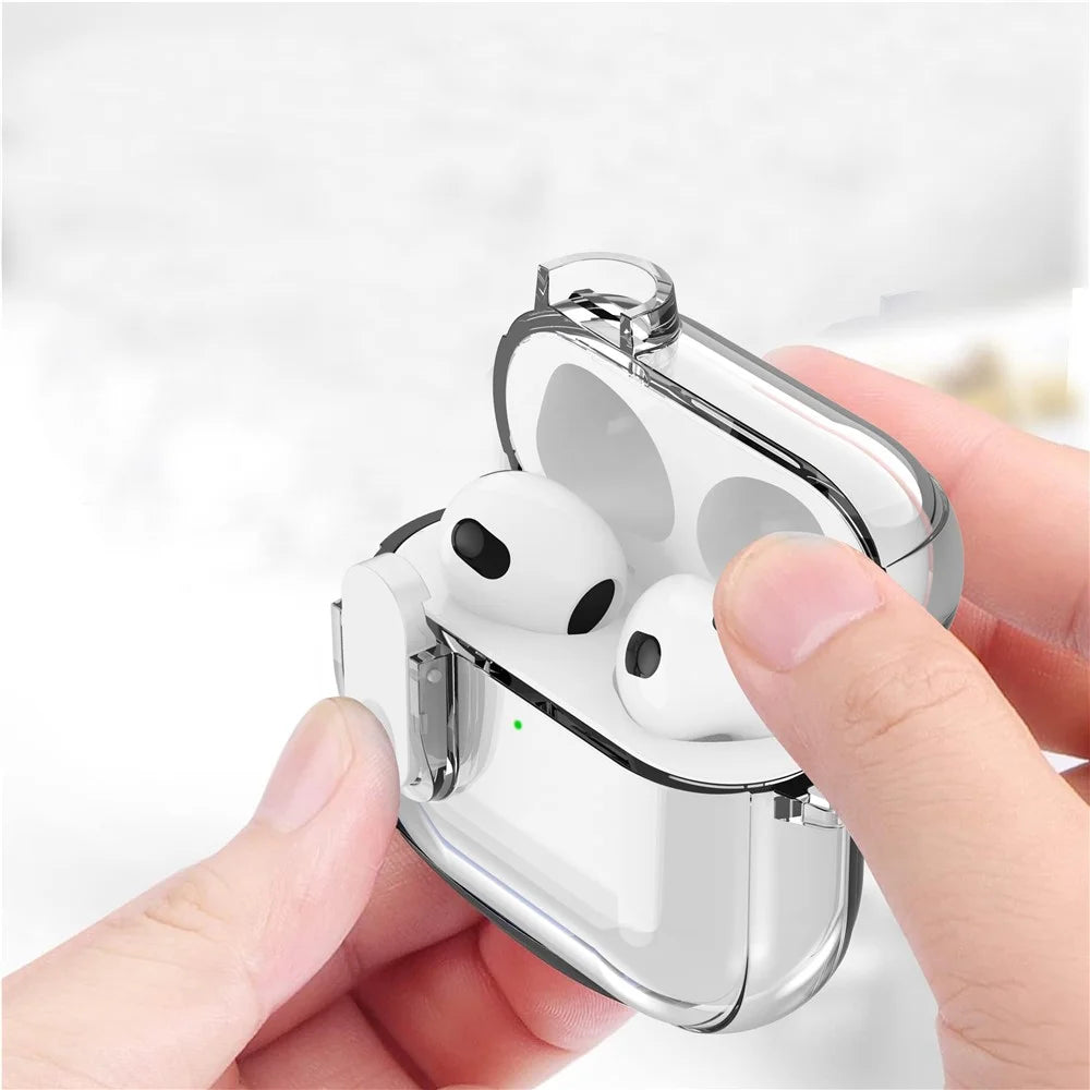 For Apple AirPods 4 Earphone Protective Case Snap Switch Ice Crystal Clear TPU+PC Cover - Transparent - 2