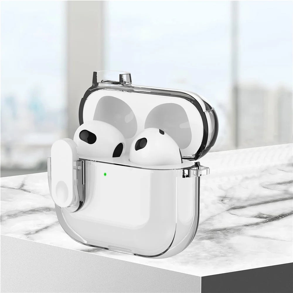 For Apple AirPods 4 Earphone Protective Case Snap Switch Ice Crystal Clear TPU+PC Cover - Transparent - 3