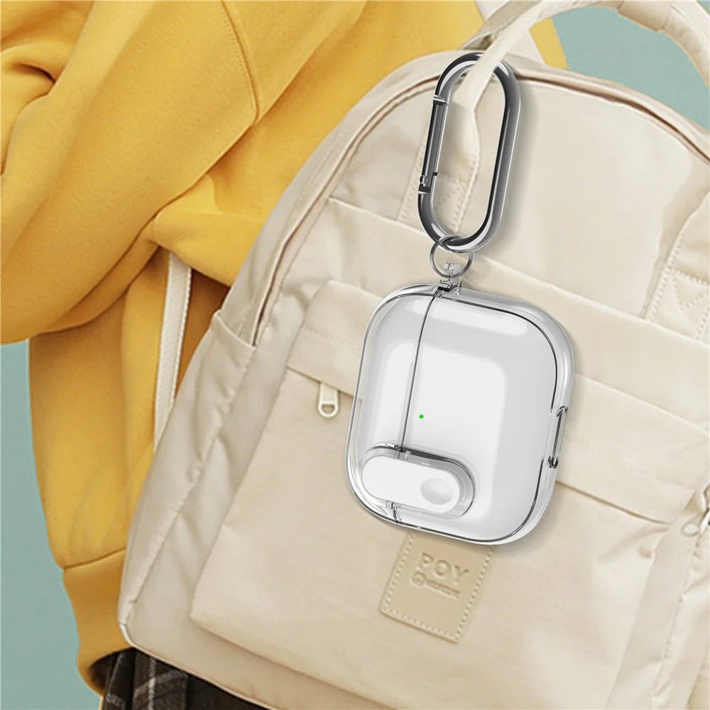 For Apple AirPods 4 Earphone Protective Case Snap Switch Ice Crystal Clear TPU+PC Cover - Transparent - 4