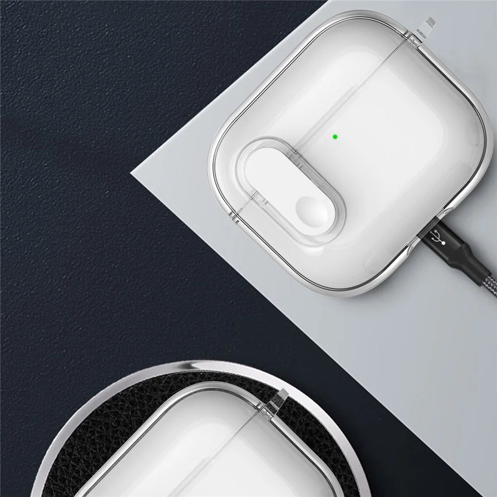 For Apple AirPods 4 Earphone Protective Case Snap Switch Ice Crystal Clear TPU+PC Cover - Transparent - 5
