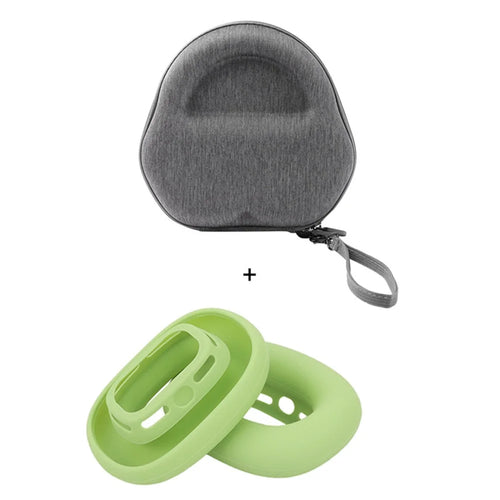 For AirPods Max with USB-C / Max EVA Storage Bag Headphone Carrying Case with 1 Pair Earpad Silicone Case - Matcha Green - 1