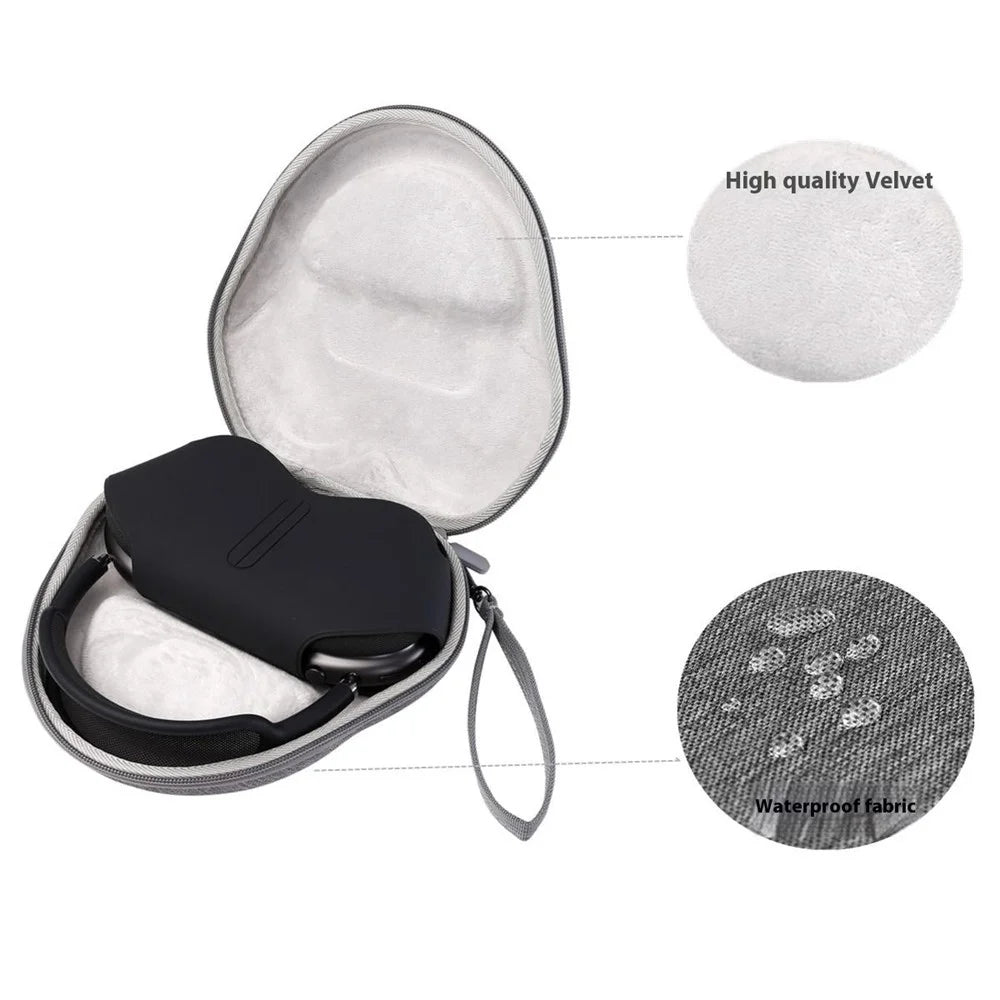 For AirPods Max with USB-C / Max EVA Storage Bag Headphone Carrying Case with 1 Pair Earpad Silicone Case - Matcha Green - 4