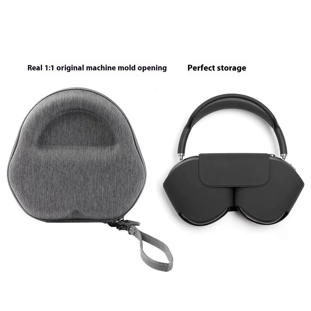 For AirPods Max with USB-C / Max EVA Storage Bag Headphone Carrying Case with 1 Pair Earpad Silicone Case - Matcha Green - 5