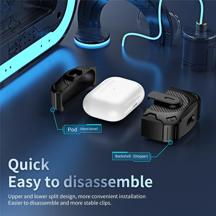 For AirPods 4 Case PC+TPU Lock Design Earphone Protective Cover with Hanging Hook - Black - 6
