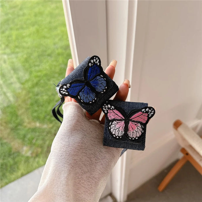 For Apple AirPods with Wireless Charging Case (2019) / AirPods with Charging Case (2019) / (2016) Case Butterfly Pattern Earbuds Cover - Blue - 4