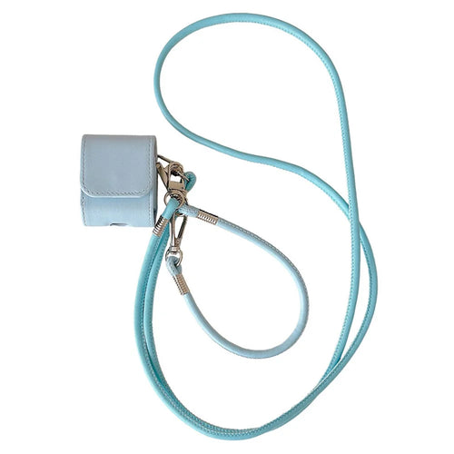 For Apple AirPods 4 / AirPods 3 Charging Case Cover Simple Style Bluetooth-compatible Earbuds Case with Shoulder / Wrist Strap - Sky Blue - 1