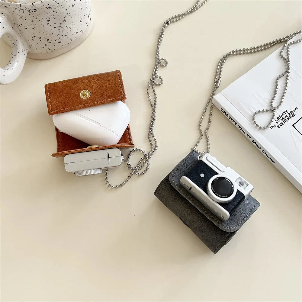 For AirPods Pro 2 / AirPods Pro Protective Cover Camera Shape Design Bluetooth-compatible Earbuds Soft TPU Case - Brown - 4