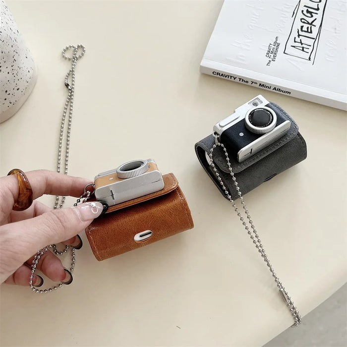 For AirPods 4 / 3 Protective Cover Camera Shape Design Bluetooth-compatible Earbuds Soft TPU Case - Brown - 4