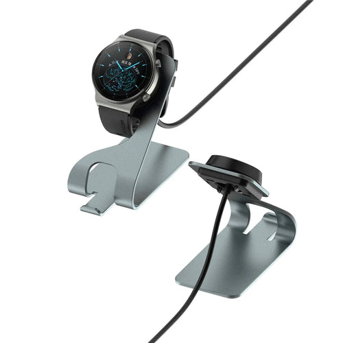 Aluminum Alloy Smartwatch Holder Vertical USB Charger Charging Dock for Huawei Watch 3 / 3 Pro / Huawei Watch GT 3 - Grey - 1