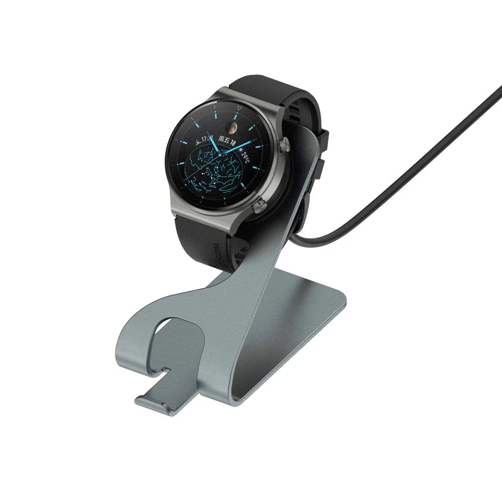 Aluminum Alloy Smartwatch Holder Vertical USB Charger Charging Dock for Huawei Watch 3 / 3 Pro / Huawei Watch GT 3 - Grey - 3