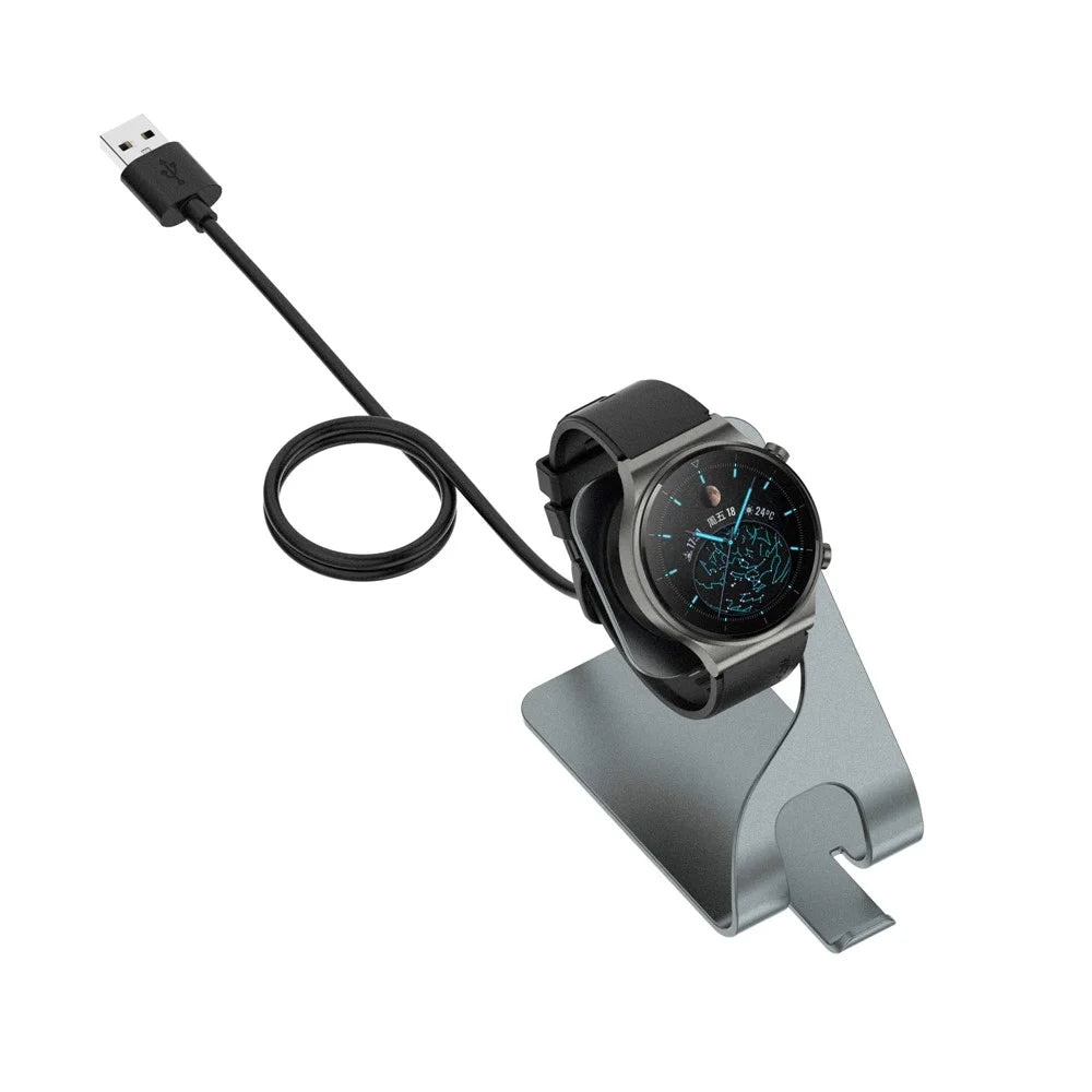 Aluminum Alloy Smartwatch Holder Vertical USB Charger Charging Dock for Huawei Watch 3 / 3 Pro / Huawei Watch GT 3 - Grey - 7