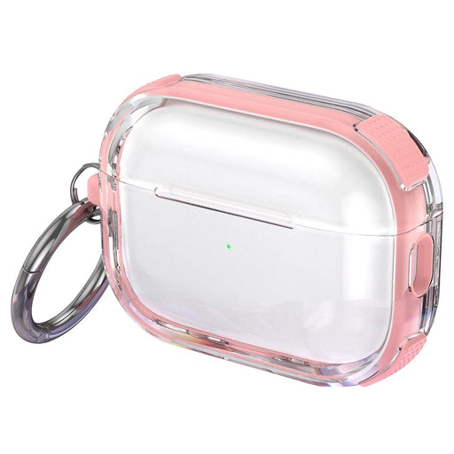 For Apple AirPods Pro Case with Carabiner Contrasting Color TPU Earphone Protective Cover - Pink - 1