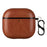For AirPods 4 Earphone Case PC + PU Leather Protective Cover with Anti-Loss Hook - Light Brown - 1