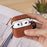 For AirPods 4 Earphone Case PC + PU Leather Protective Cover with Anti-Loss Hook - Light Brown - 5