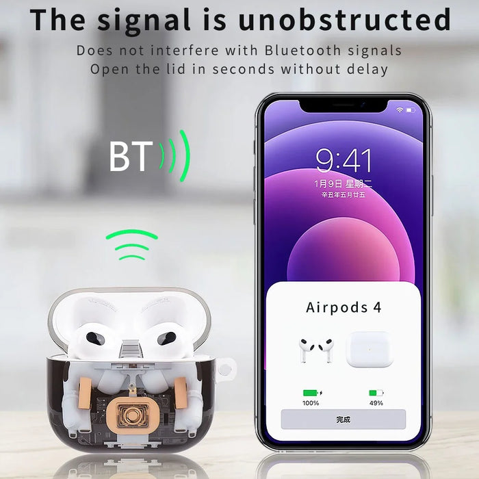 For AirPods 4 Earphone Case Mechanical Structure TPU Drop-Proof Protective Cover - 4