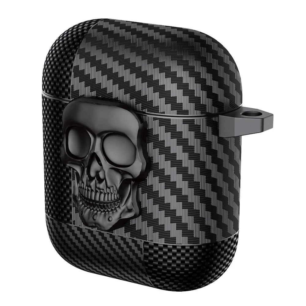 TPU + Metal Earphone Cover For Apple AirPods with Charging Case (2016)  /  (2019)  /  AirPods with Wireless Charging Case (2019) - Black - 1