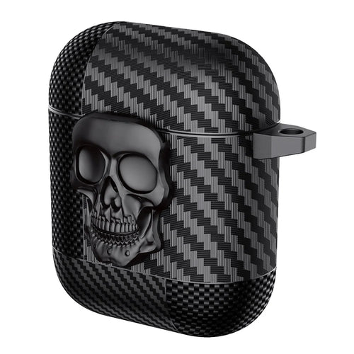 TPU + Metal Earphone Cover For Apple AirPods with Charging Case (2016)  /  (2019)  /  AirPods with Wireless Charging Case (2019) - Black - 1