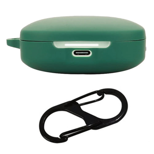 For Xiaomi Redmi Buds 6 Silicone Case Bluetooth-compatible Earphone Cover with Anti-Lost Buckle - Blackish Green - 1