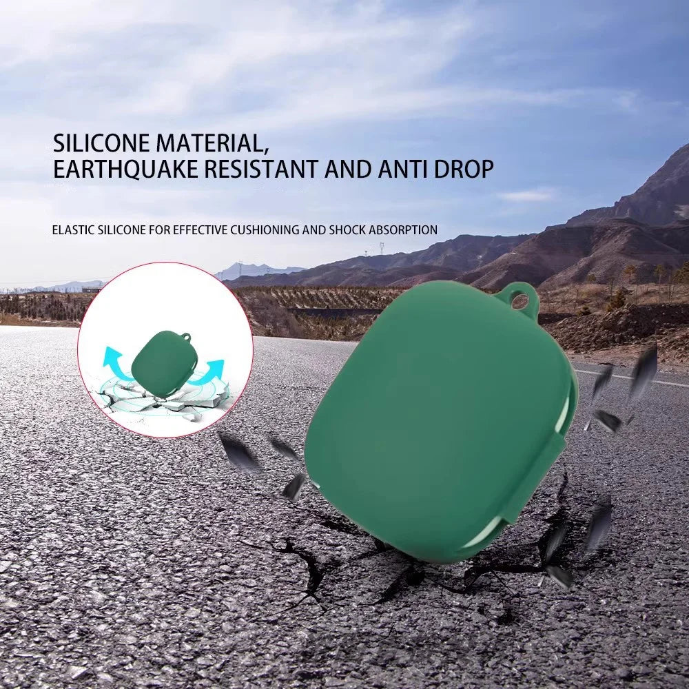 For Xiaomi Redmi Buds 6 Silicone Case Bluetooth-compatible Earphone Cover with Anti-Lost Buckle - Blackish Green - 2
