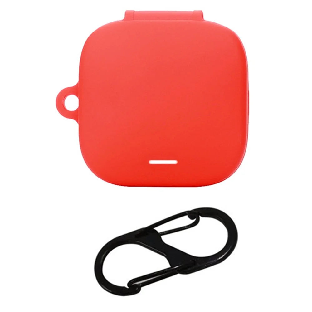For Xiaomi Air 4 SE Earphone Case Bluetooth-compatible Earbud Silicone Cover with Anti-Lost Buckle - Red - 1