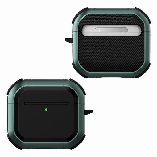 For AirPods 4 with ANC Protective Case TPU+PC Anti-Drop Earphone Cover with Carabiner - Green - 1