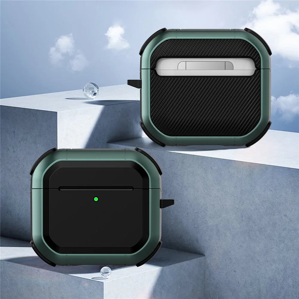 For AirPods 4 with ANC Protective Case TPU+PC Anti-Drop Earphone Cover with Carabiner - Green - 2